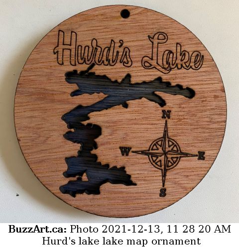 Hurd's lake lake map ornament